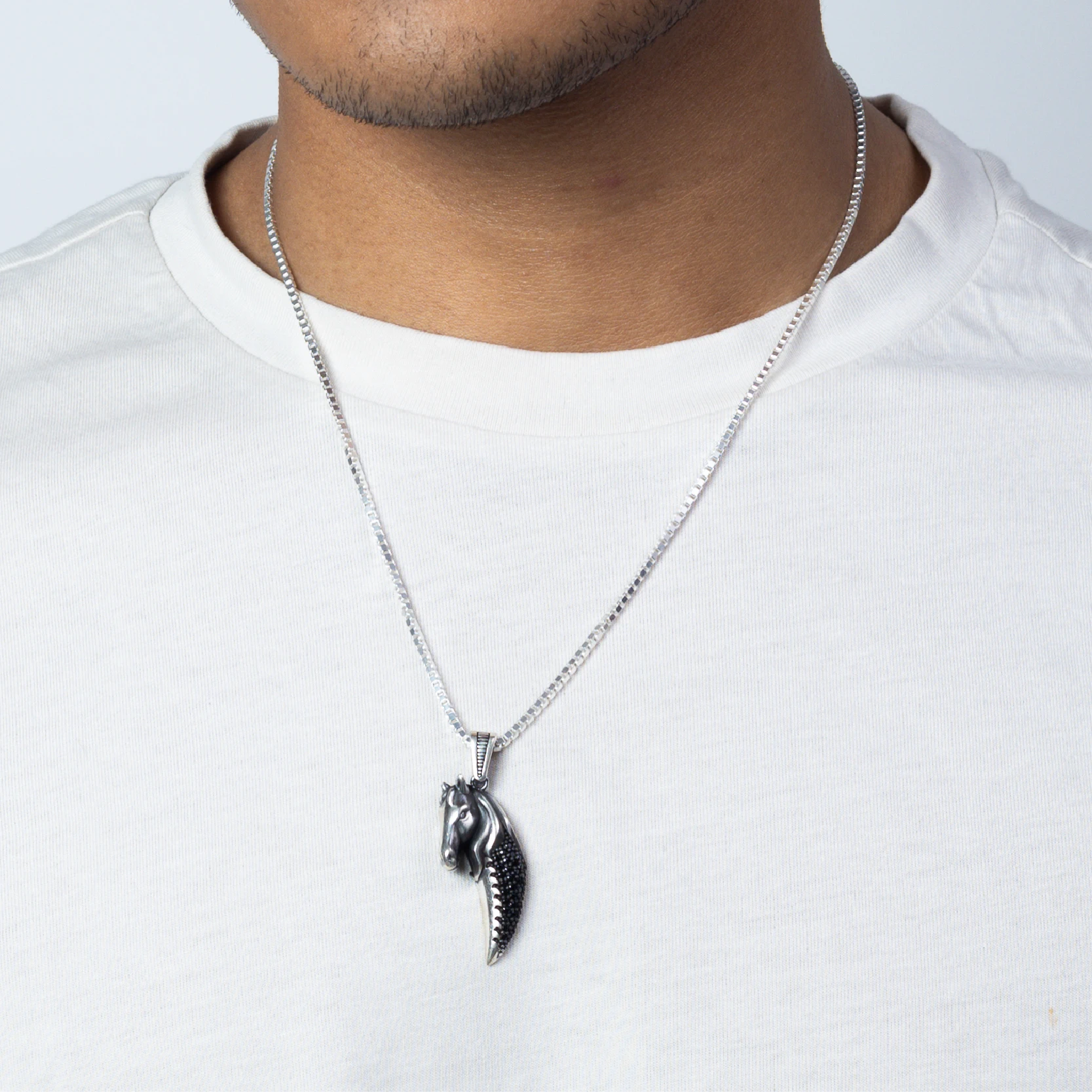 Black Zircon Winged Horse Pendant
