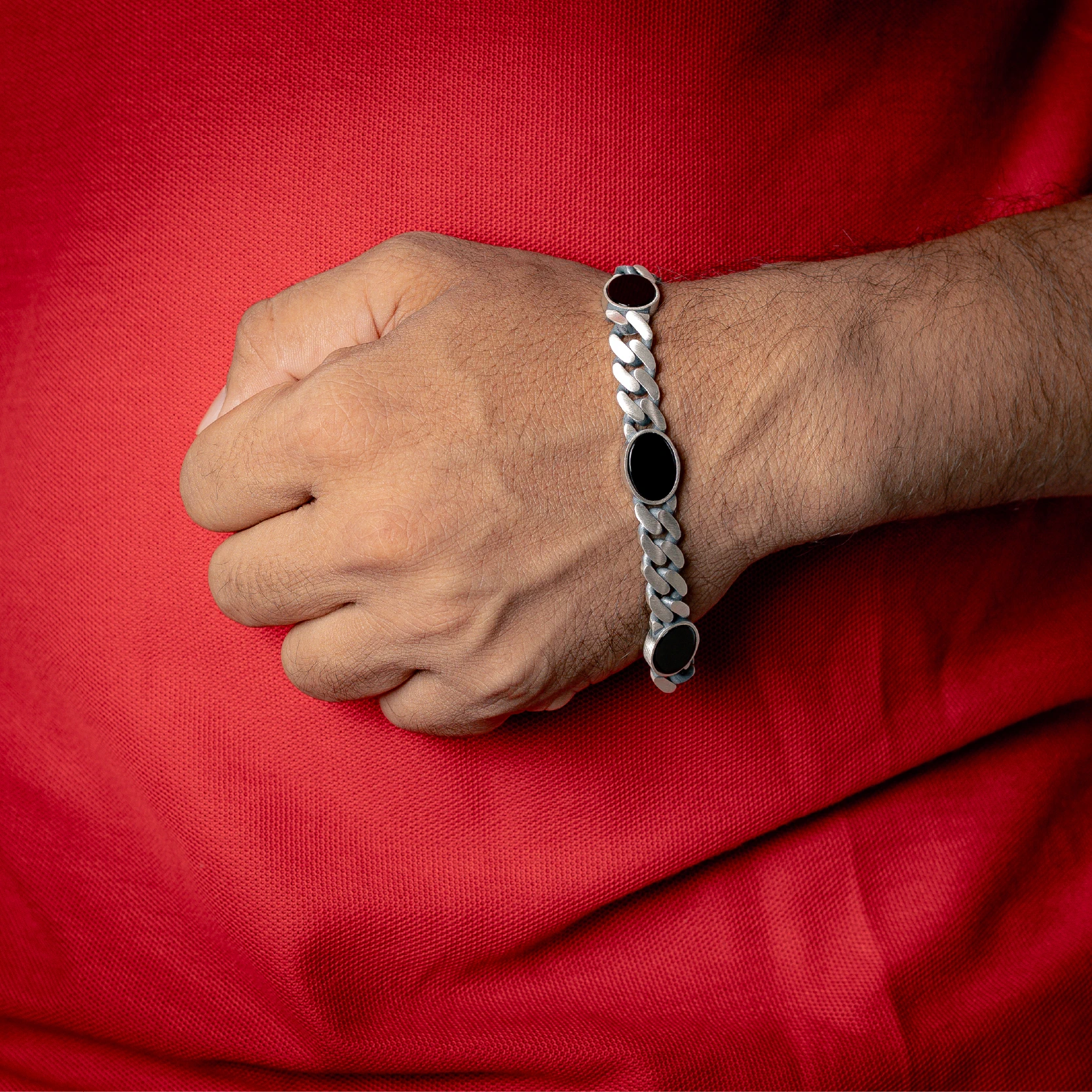 Noir Stone Cuban Link Bracelet
