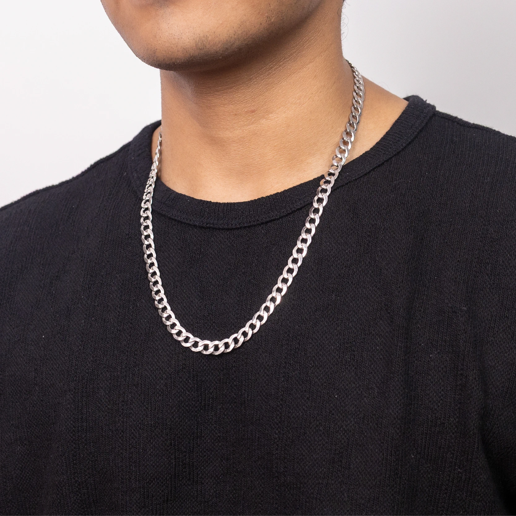 Rhodium Curb Chain