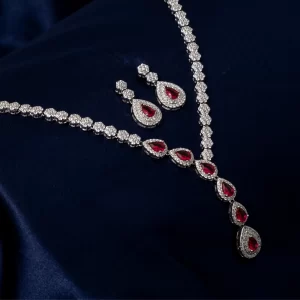Crimson Teardrop Necklace Set