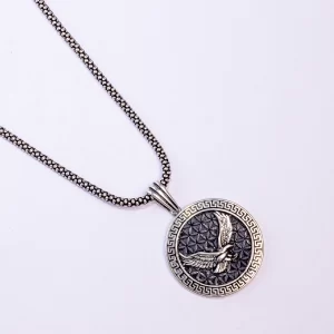 Eagle Medallion Pendant with Silver Chain