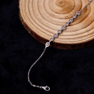 Bezel CZ Charm Bracelet (MADE WITH PURE 925 STERLING SILVER) HER