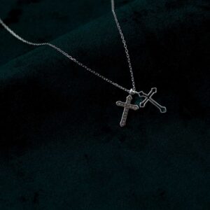 Dual Cross Pendant Chain  (MADE WITH PURE 925 STERLING SILVER)