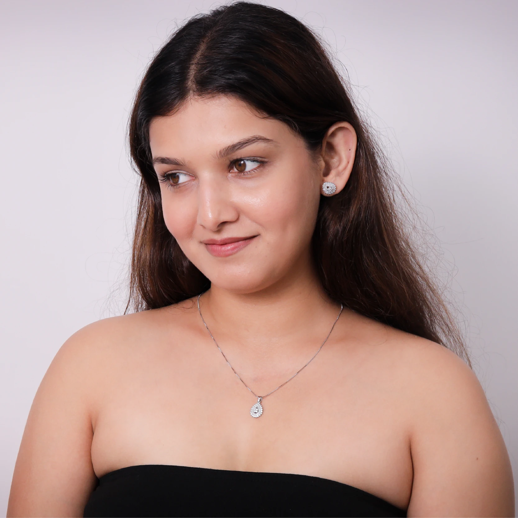 Elegant Teardrop Crystal Pendant Chain Set