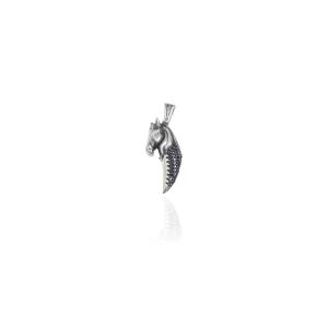 Black Zircon Winged Horse Pendant