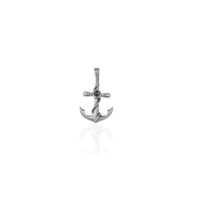 Anchor Pendant with Black Onyx Stone