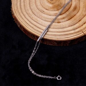 Dual Chain CZ Bar Bracelet (MADE WITH PURE 925 STERLING SILVER) HER