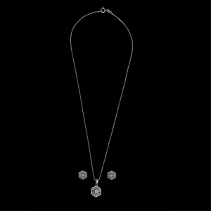 Dazzling Crystal Hexagon Pendant Chain Set