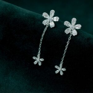 Dainty Dual Bloom Drop Earrings (MADE WITH PURE 925 STERLING SILVER)
