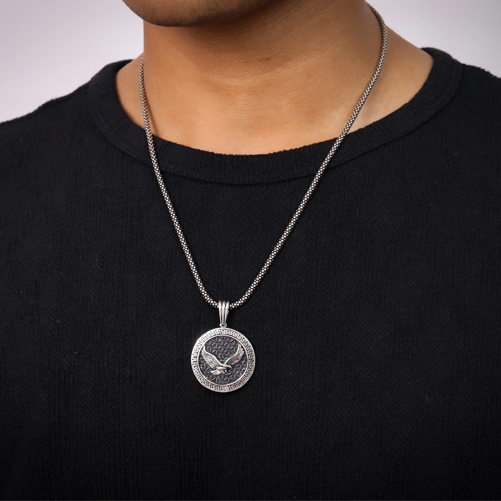 Eagle Medallion Pendant with Silver Chain