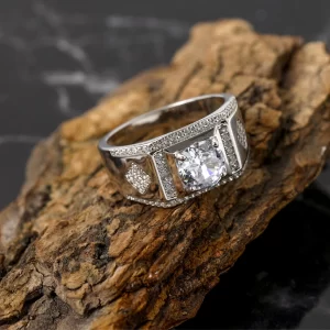 Diamond Cluster Signet Ring (MADE WITH PURE 925 STERLING SILVER)