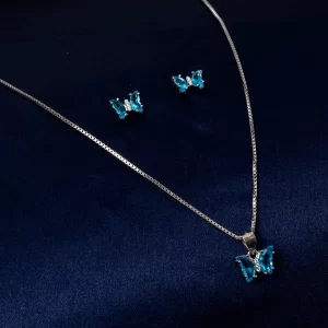 Blue Butterfly Pendant Chain Set