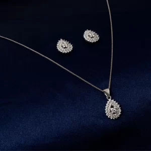 Elegant Teardrop Crystal Pendant Chain Set