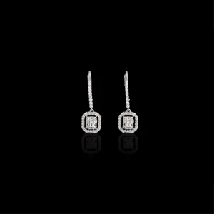 Luminous Square Halo Drop Earrings