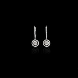 Round Halo Drop Earrings