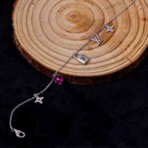Pink Bloom Charm Bracelet (MADE WITH PURE 925 STERLING SILVER) HER