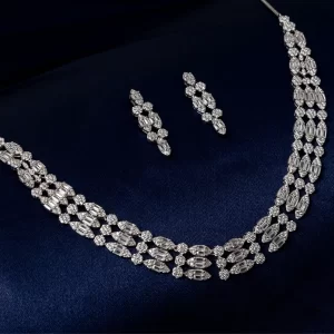 CZ Stone Cluster Necklace Set