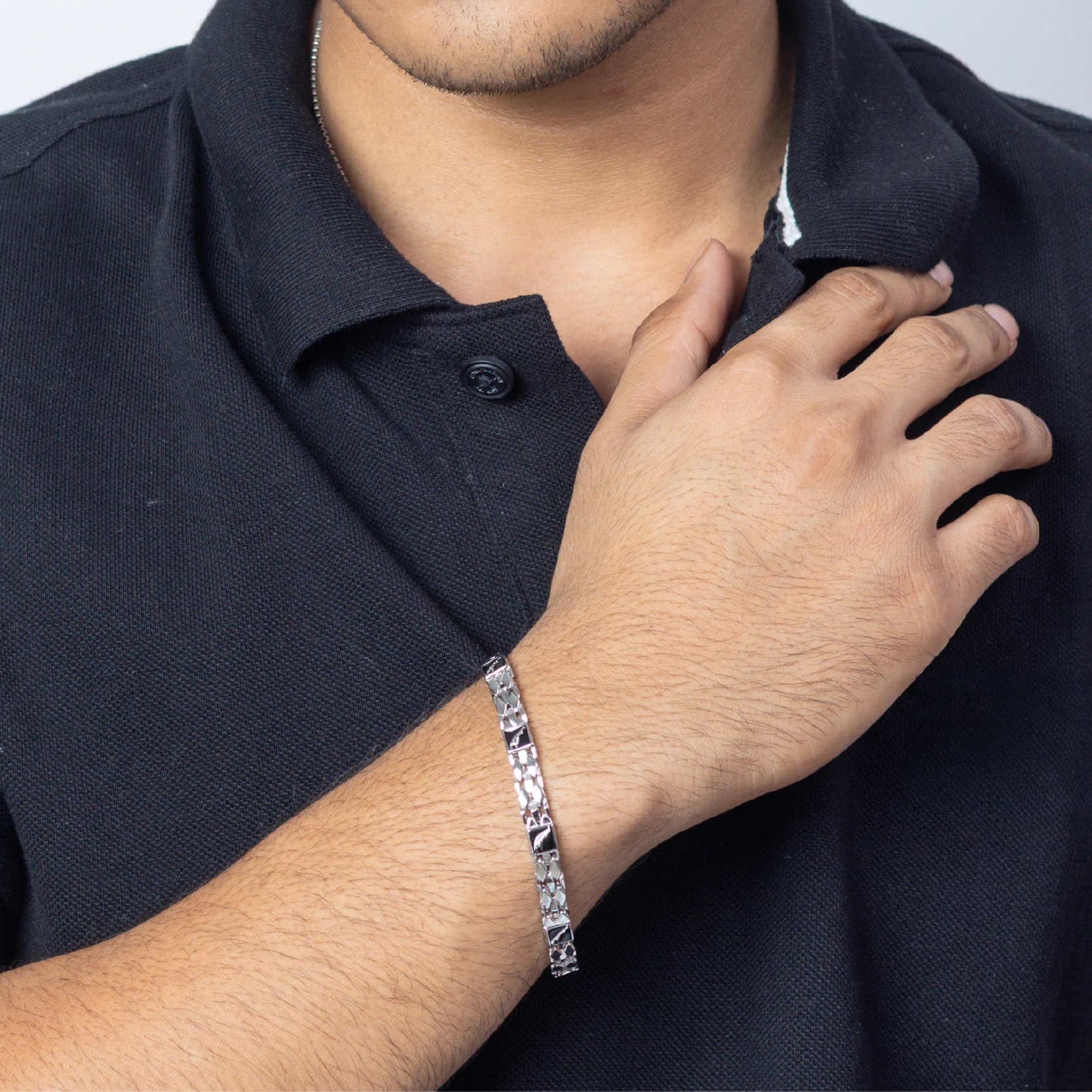 Men’s Silver Jaguar Enamel Bracelet