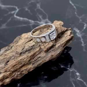 Pave Band with Cluster Top Ring (MADE WITH PURE 925 STERLING SILVER)
