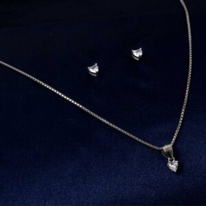 Eternal Heart Solitaire Pendant Chain Set (MADE WITH PURE 925 STERLING SILVER)