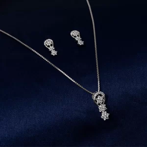 Delicate Floral Harmony Pendant Chain Set (MADE WITH PURE 925 STERLING SILVER)